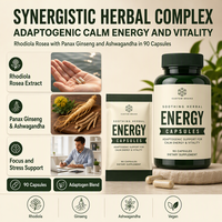 Capsules de complexe végétal synergique Adaptogène standardisé Biodisponibilité précise Validé en laboratoire Vente en gros Fournisseur OEM Usine GMP
