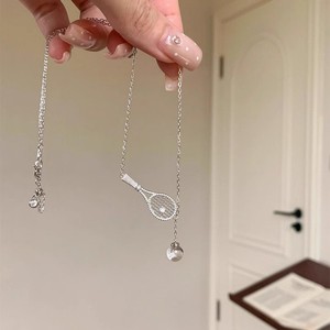 Unique Design Silver Plated Tennis Racket Pendant Necklace with Crystal Ball Cubic Zirconia Tennis Racket Charm Necklace - Product Image 5
