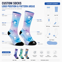 Chaussettes personnalisées à motif imprimé, en mélange polyester/nylon/coton/bambou/laine, tricotées sans couture, résistantes aux déchirures, séchage rapide, pour l'automne
