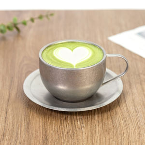 Tazas de café de metal esmerilado de doble pared, acero inoxidable 304, pulido vibratorio, juego de tazas para espresso, capuchino y latte para barista de cafetería - Product Image 3