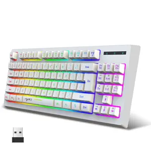 Беспроводная игровая клавиатура, 87 клавиш, перезаряжаемая, 2,4 г, USB-подсветка, RGB-клавиатура для ноутбука, настольного компьютера, домашнего офиса, геймера