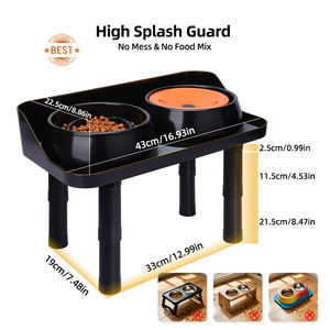 Support surélevé personnalisé pour gamelles de nourriture et d'eau, support de gamelle pour chien réglable avec coussinets en caoutchouc antidérapants, double usage - Product Image 3