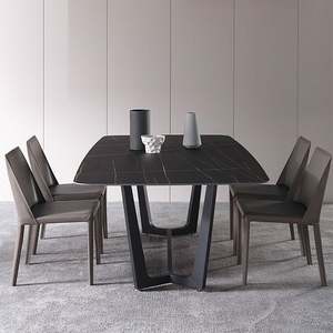 مطبخ فاخر فريد من نوعه في شكل مربع ومستطيل الشكل اصطناعي 6 مقاعد ساق فولاذية - Product Image 3