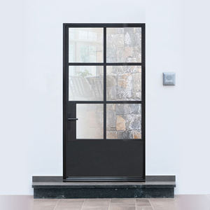 Portas de Metal Exterior Entrada Principal Estilo Francês Entrada Exterior Porta Dupla Porta Dupla com Painel de Vidro e Inserção <span class=keywords><strong>Grill</strong></span> - Product Image 4