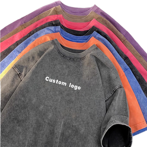 <span class=keywords><strong>T</strong></span>-<span class=keywords><strong>Shirt</strong></span> Oversize in Cotone 100% Lavato Stile Retrò Americano con Logo Personalizzato Stampato, Manica Corta, Stile Hip Hop, Taglia Grande - Product Image 1