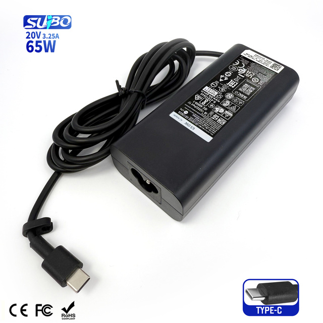 65W Type-C Power Supply Adapter for Laptop 20V 3.25A PD3.0 QC3.0 Universal OTP OVP CE/FCC Certified ABS Material