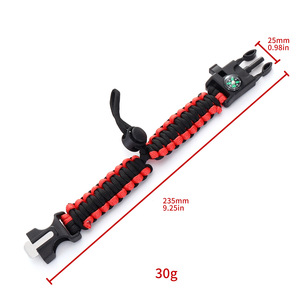 Braccialetto Paracord Kit di sopravvivenza con bussola incorporata, avviatore antincendio, coltello di emergenza e braccialetto di sopravvivenza con fischio - Product Image 2
