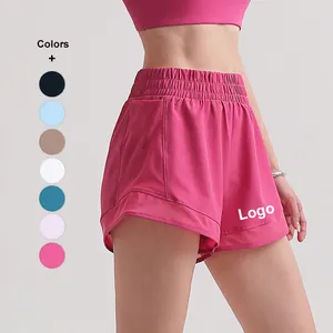 YIYI New Arrival 2 In 1 Quick Dry Gym Leisure Shorts With Pockets Net Design Workout Shorts Breathable Shorts For Women Gym