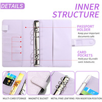En gros Portable 6 Couleurs En Cuir PU Rechargeable Personnalisé Argent Enveloppe Épargne Organisateur Planificateur Couverture Macaron Budget Binder A6