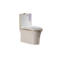 Ensemble de toilettes en céramique WC avec lavabo mural et cuvette de toilettes dorée