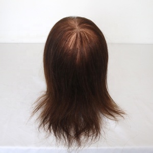 Cabeza de Maniquí Femenina de Cabello Humano Marrón de 10-12 Pulgadas, con Poco Cabello en la Parte Superior para Injerto Capilar - Product Image 1