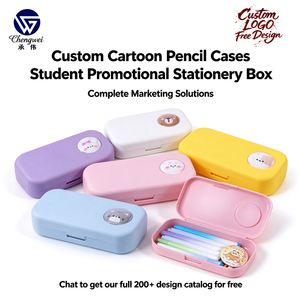 Estuche de Plástico para Lápices con Diseño de Animales de Dibujos Animados, Caja de Papelería Rectangular de 20 cm con <span class=keywords><strong>Tapa</strong></span> a Presión, 5 Colores para Niños Escolares - Product Image 1