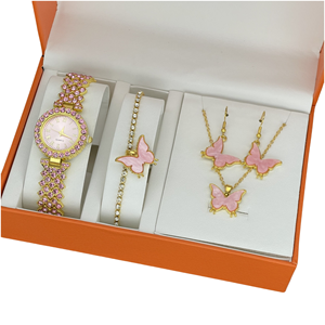 Wholesale Ladies' Quartz <strong>Watch</strong> butterfly Necklace Bracelet Earrings Accessory 5 PCS Fashion Gifts Jewelry <strong>Set</strong> for <strong>Women</strong> - Product Image 3