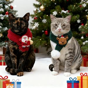 Écharpe d'hiver pour animaux de compagnie <span class=keywords><strong>TaiMi</strong></span> PET, moderne, luxueuse, écologique, pour chiens et chats, motif de dessin animé mignon, forme triangulaire, matériau en fil durable - Product Image 1