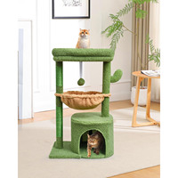 Arbre à chat pour chats d'intérieur, tour d'activités verte pour chatons