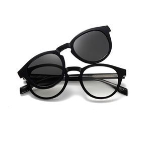 Lunettes <span class=keywords><strong>de</strong></span> soleil et lunettes <span class=keywords><strong>de</strong></span> vue 2-en-1 TR90 à clipser pour unisexe, protection UV <span class=keywords><strong>avec</strong></span> montures rondes élégantes, branches CP, style rétro tendance - Product Image 4