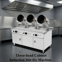 Équipement de cuisine commerciale, type armoire, 300, 3 têtes, 5000W*3, machine de cuisson automatique, robot cuisinier intelligent rotatif, 300x300mm