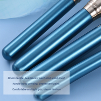 Ensemble de 12 pinceaux de maquillage professionnels, manche en bois bleu, poils synthétiques, pinceaux de beauté et de soin de la peau, comprenant un pinceau pour le visage, les yeux et le rasage