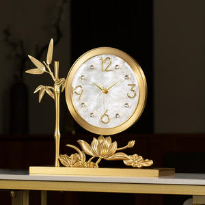 Horloge de <span class=keywords><strong>table</strong></span> analogique en laiton de style chinois, symbole de paix et de prospérité, <span class=keywords><strong>d</strong></span>écoration haut de gamme pour salon avec mouvement des secondes fluide - Product Image 4