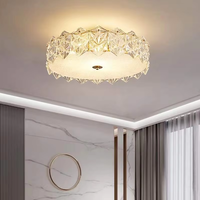 Lampe de plafond ronde moderne en verre, style artistique, luxe, pour salon et chambre, finition dorée