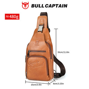 กระเป๋าคาดลำตัว BULLCAPTAIN สำหรับผู้ชาย หนังแท้ กระเป๋าสะพายข้าง กระเป๋าคาดอก กระเป๋าเดินทาง กระเป๋าสะพายไหล่ผู้ชาย กระเป๋าเป้ - Product Image 6