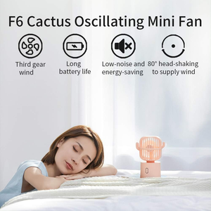 Mini ventilateur portable <span class=keywords><strong>Cactus</strong></span> rechargeable avec rotation automatique à 80 degrés, 3 vitesses, vent puissant, fonctionnement silencieux, pour voiture et maison - Product Image 6