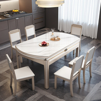 Ensemble de table à manger pliante moderne et simple de luxe léger, en bois massif avec plateau en pierre, extensible pour la maison, petit appartement