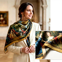 Bufanda de Poliéster Personalizada para Museo, Venta al por Mayor, Regalo Cultural Creativo, Caja de Regalo, 90cm Cuadrado, Hecho a Medida, Elegante, Transpirable, para Mujer