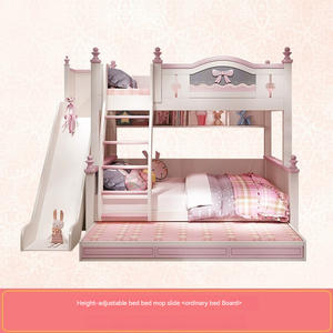 เตียงสองชั้นทรงโมเดิร์นสำหรับเด็กผู้หญิง รุ่น DK Board-Wood Princess ขนาด Twin Twin High Low ผลิตจากวัสดุเป็นมิตรกับสิ่งแวดล้อม หุ้มด้วยผ้าโพลีเอสเตอร์อย่างดี ให้ความสะดวกสบาย - Product Image 4