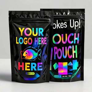 Pochette debout personnalisée résistante aux enfants Sacs en mylar noir Fermeture à glissière à l'épreuve des enfants Capacité de 3.5g à 28g pour sacs à mâcher Cali - Product Image 4