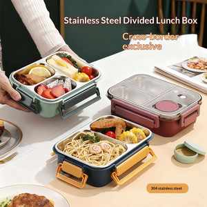 Boîte à lunch en acier inoxydable 304 de qualité alimentaire, grande capacité 800 ml, avec couvercle transparent, compatible micro-ondes, pour les employés de bureau et les étudiants, vente en gros - Product Image 3