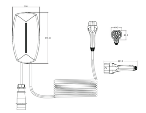 <span class=keywords><strong>Nouveau</strong></span> chargeur de véhicule électrique AC KED KED-AC32 22KW pour ID4/<span class=keywords><strong>ID5</strong></span>/ID6 Type 2/GBT/J1772, protection IP55, câble de 5 m, 220-380V, CE TUV - Product Image 3