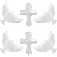 Ballons en aluminium en forme de colombe de la paix et de croix, ballons oiseaux pour baptême, communion, Pâques, décoration de fête religieuse