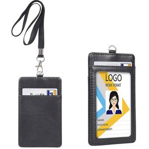 Business Pu Card <b>Holder</b> with Telescopic Buckle Office-Use Promotional Lanyard ID Card <b>Holder</b> - Product Image 3