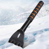 Brosse à neige détachable pour voiture à quatre rangées de poils orange, en ABS haute résistance et résistant au gel, multi-usage, montée sur véhicule