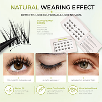 Kit de cils en grappe épais et volumineux avec bande courbée, personnalisable avec logo, vente en gros