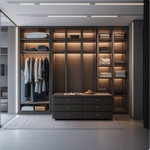 Thiết kế hiện đại đơn giản kính tủ quần áo phòng ngủ tủ quần áo Tủ cửa kính/rắn gỗ màu trắng đi bộ trong tủ quần áo tủ quần áo - Product Image 4