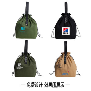 Insulated Lunch Bag Cotton Polyester PEVA Lining Student Office Meal Storage Drawstring Design - Product Image 5