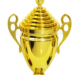 Golden <b>Trophy</b> <b>Cup</b> With Lid And Handles 37.5cm Height For Awards And Events Durable Metal Base Plastic Construction - Product Image 1