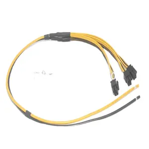 PCIe PCI-E 3 * 8 (6+2) Pin Connectors with 250 Terminal*2 Splitter Power Cable Cord for 12AWG+18AWG 50+20cm