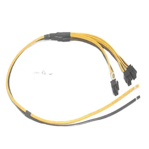 PCIe PCI-E 3*8 (6 + 2) פין מחברים עם 250 מסוף * 2 ספליטר כבל חשמל כבל עבור 12AWG + 18AWG 50 + 20cm