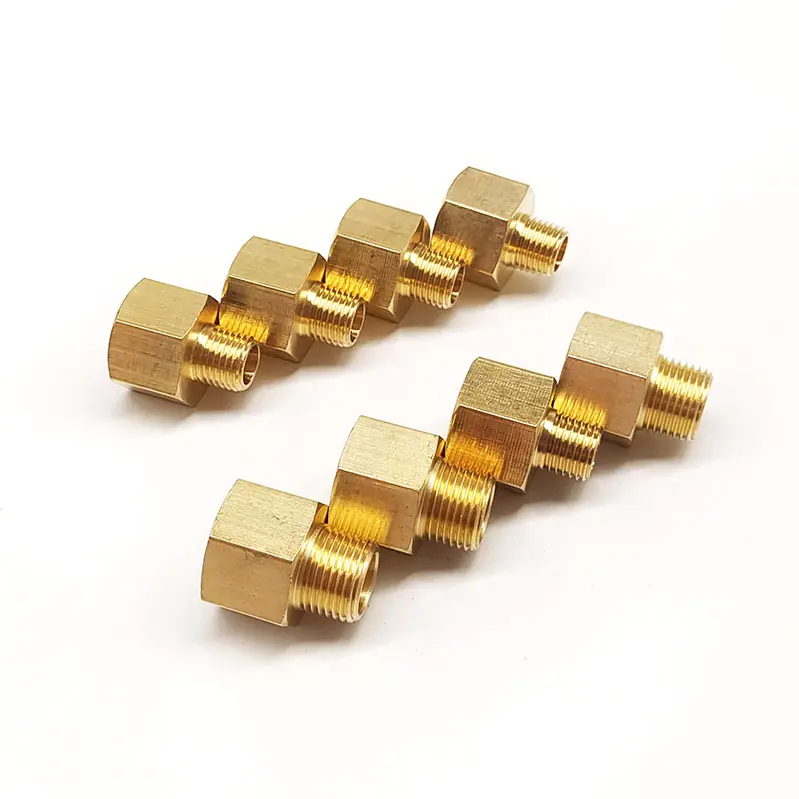 Hex Brass Reducer Adapter  1/4" NPT Male Pipe x 1/2" NPT Female Pipe Fitting