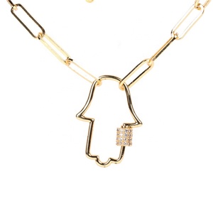 قلادة سلسلة ذهبية سميكة بقفل كارابينر، قلادة سلسلة مستطيلة بقفل - Product Image 2