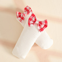 Ensemble de vêtements pour bébé fille nouveau-né, barboteuse à carreaux, chaussettes, bandeau, 3 pièces, tenue d'été pour fête d'anniversaire de bébé