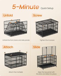 Jaula Plegable Resistente para Perros <span class=keywords><strong>Feandrea</strong></span>, Instalación Rápida en 5 Minutos, Puertas Dobles - Product Image 3