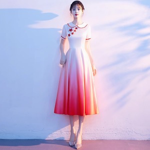 Women's Long Dress Peter Pan Collar Gradient Color Choir Performance Evening Gown Adult Student Host Poetry Recitation Attire - Product Image 1
