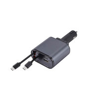 Chargeur rapide de véhicule à port multi-charge 100W 4-en-1 avec cordon de charge rétractable et affichage numérique