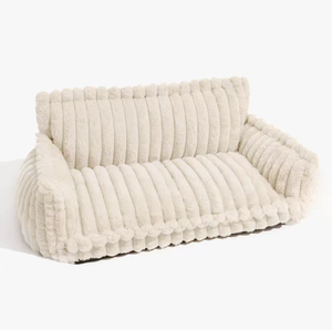 Cama para perro pequeña y rectangular de lujo, diseño esponjoso con almohadas para el cuidado del cuello, fácil de lavar, sofá cama para perro pequeño, patrón de rayas - Product Image 5