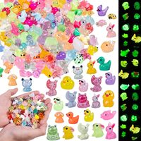 60 Breloques Animaux Miniatures en Résine Phosphorescentes Assorties (Canard, Lapin, Grenouille) pour Bijoux DIY, Décoration de Voiture et de Bureau, Accessoires en Gros