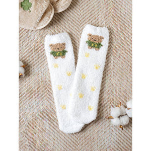 Calzini da orso in Spandex di seta bianca con stampa graziosa alla caviglia con stampa a cartoni animati traspirante e calda taglia unica in maglia con Logo Body - Product Image 1